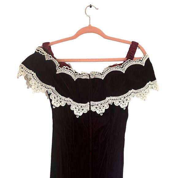 Vintage Jessica McClintock Maroon Velvet Bridesmaid Prom Homecoming Formal Gown - Picture 8 of 14